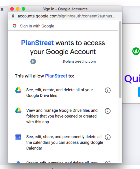 Integration Google Calendar PlanStreet